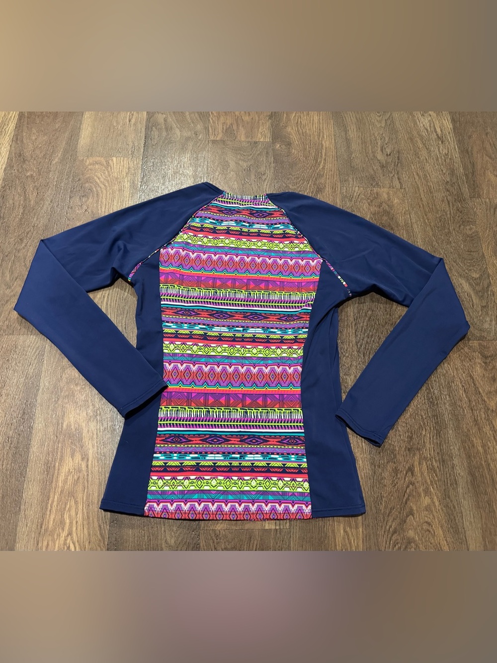 Title 9 Navy Blue Multicolor Long Sleeve Rash Guard Swim Top Size Small - Picture 5 of 7